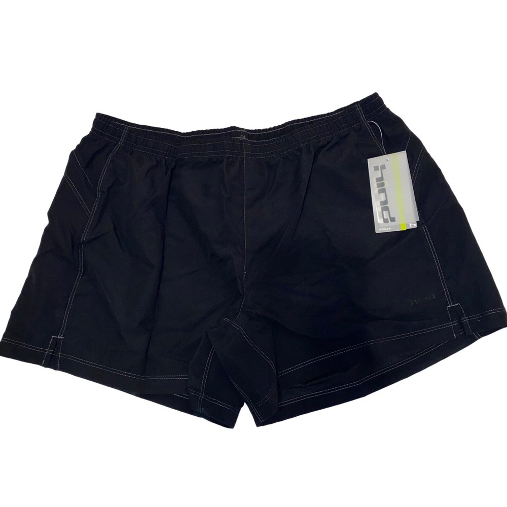 Hind Womens Black ReRun Shorts‎ with Liner Drawstring, Size Large NWT 10178-BK